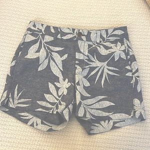 Tropical print cotton shorts